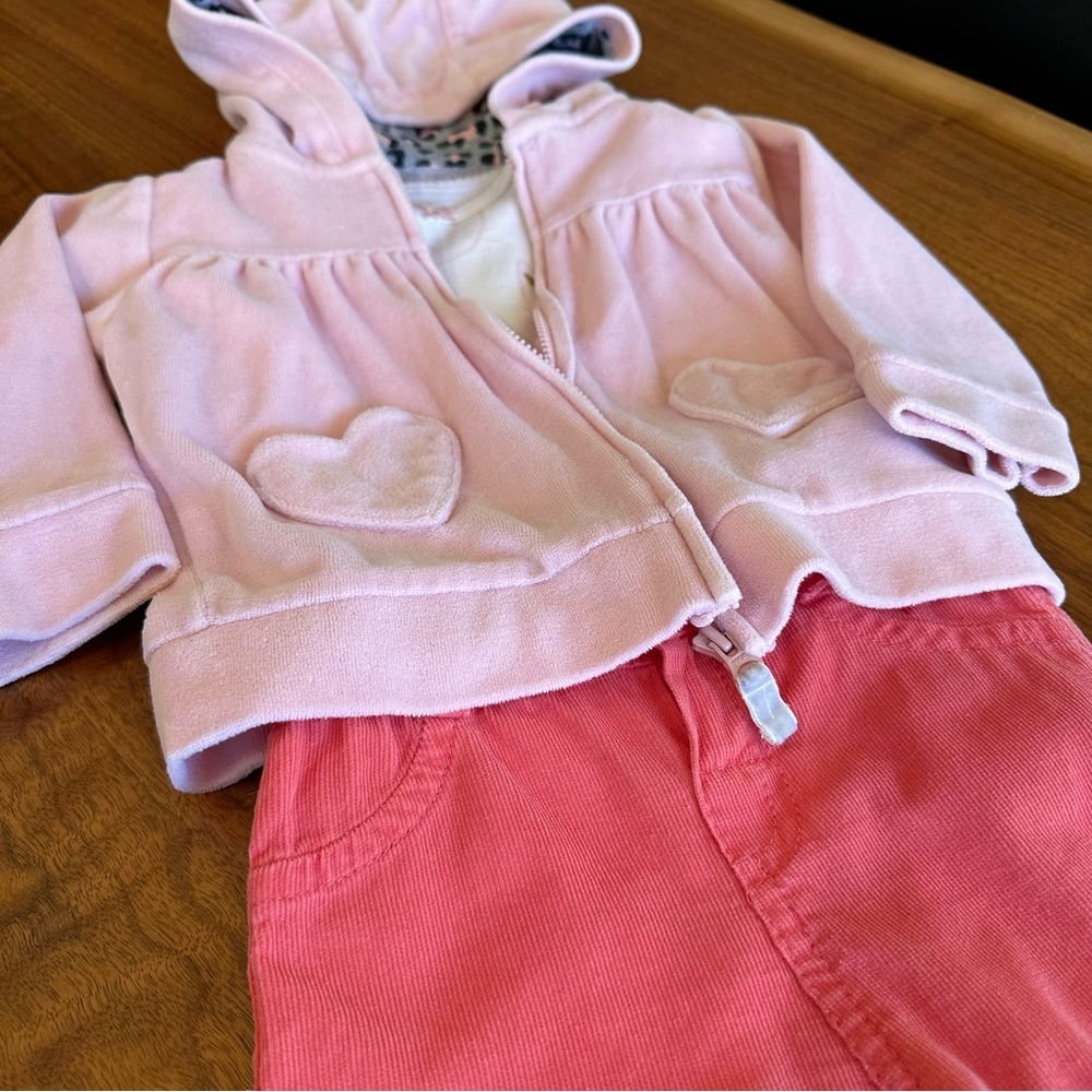 Bundle Set Of Onesie, Velour Hoodie Sweatshirt And Corduroy Pants 12 - 1…